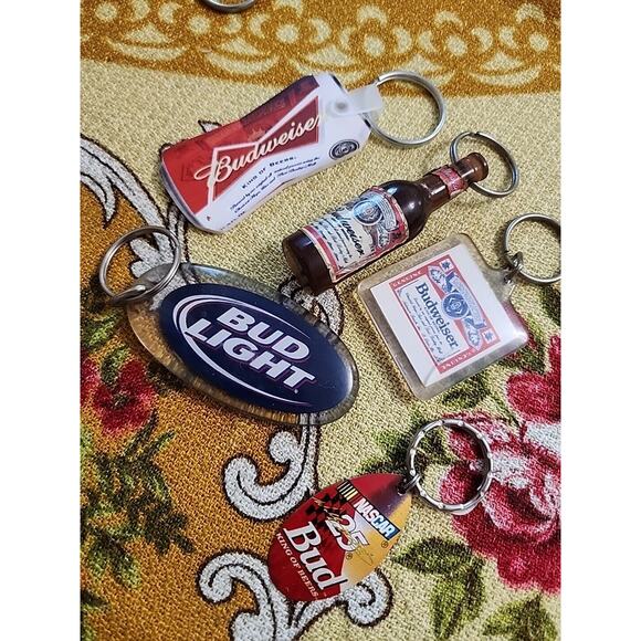 Budweiser Bud Light Key Chain Bundle Beer Bottle Opener Nascar 5 Pieces - Picture 2 of 7